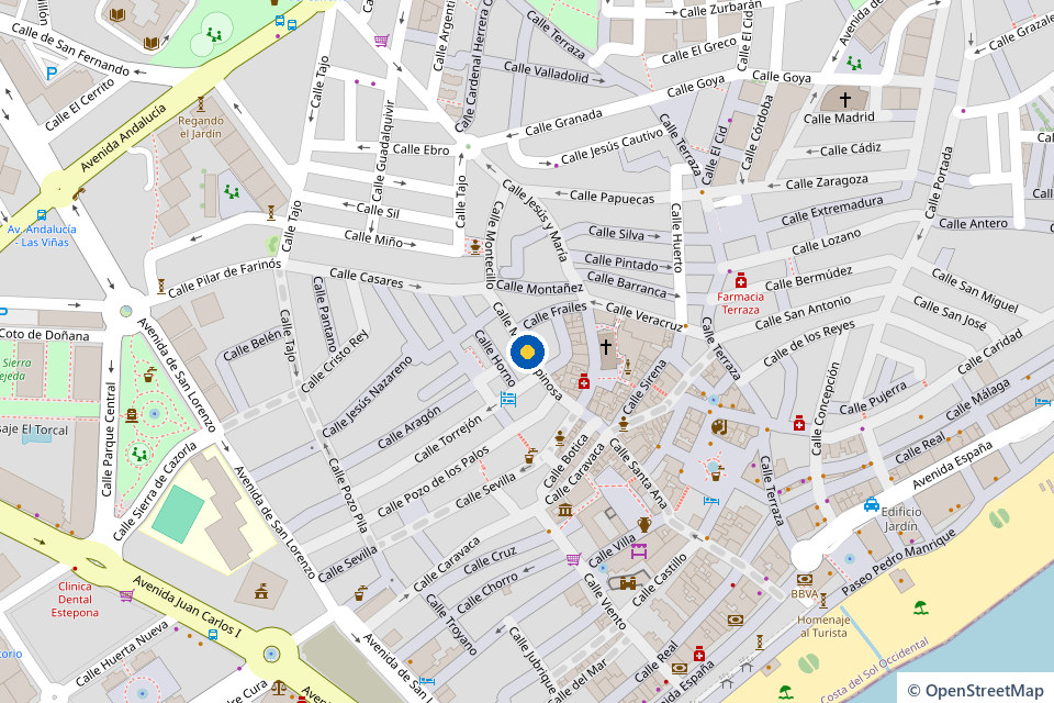 Mapa con la academia en la calle Mar&iacute;a Espinosa n&ordm; 7 de Estepona